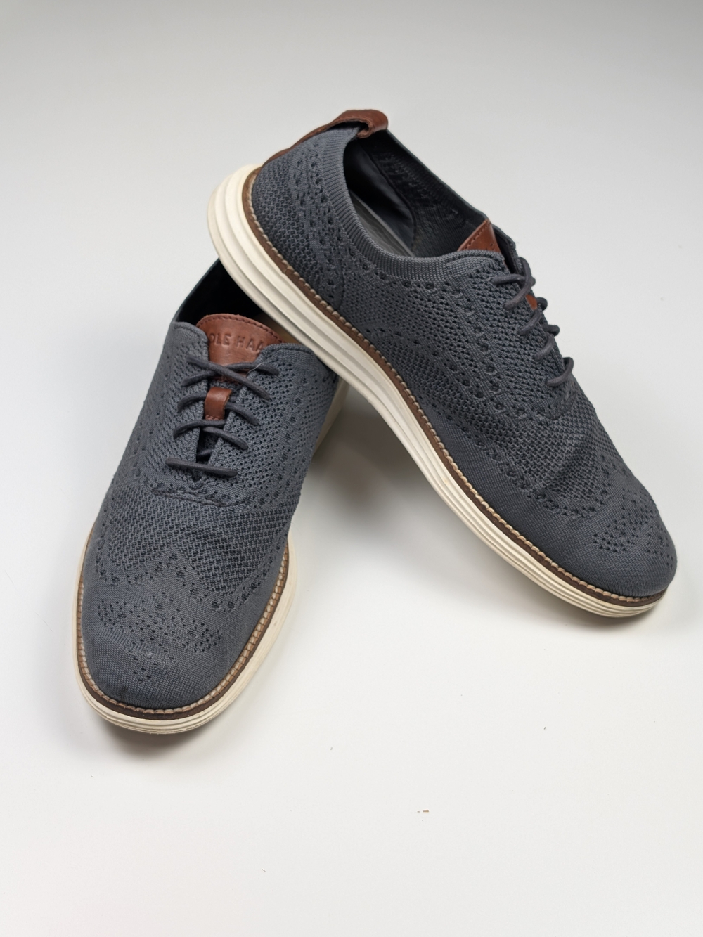 Cole Haan Mens Grey Knit OriginalGrand Wingtip Oxford Sneakers C27961 Size 9 M